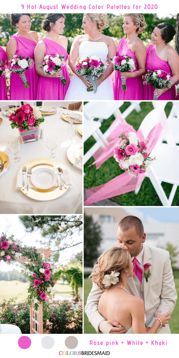 9 Hot August Wedding Color Palettes for 2020 - Rose Pink + White + Khaki