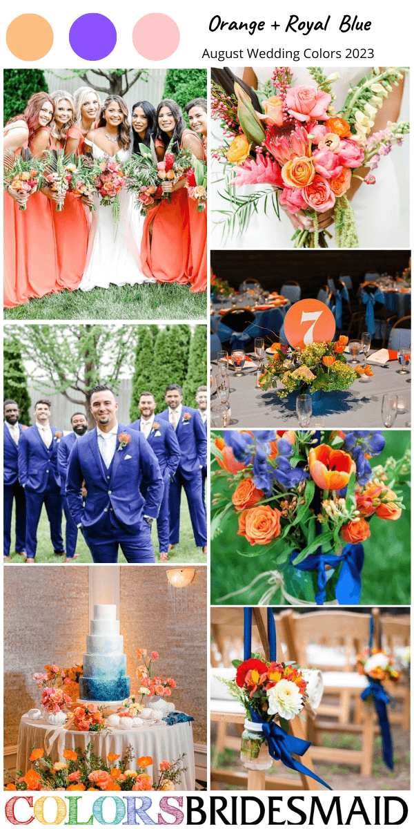 perfect august wedding color ideas for 2023 orange and royal blue