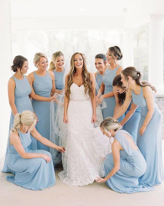 Bridesmaid dresses for Dusty blue Fall wedding