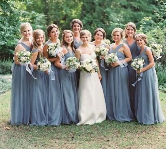Bridesmaid dresses for Dusty blue Fall wedding