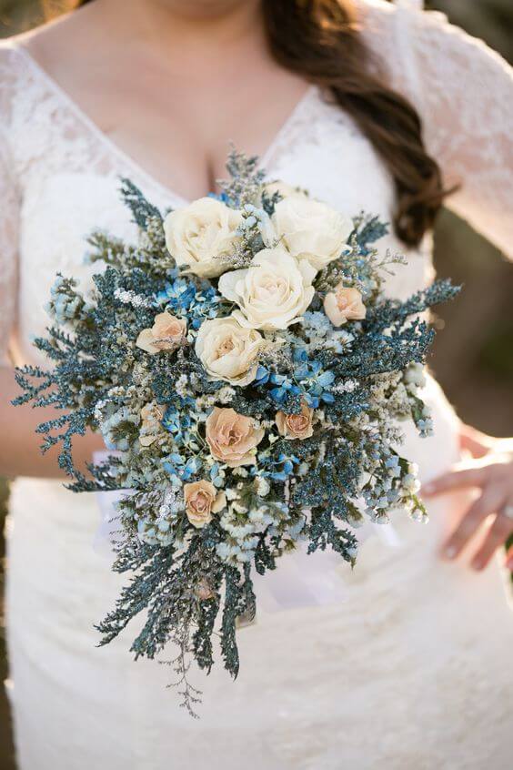 Wedding bouquets for Dusty blue Fall wedding