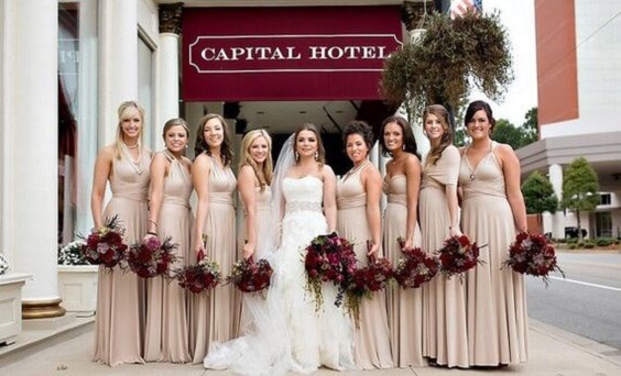 Bridesmaid dresses for Champagne and Burgundy Fall wedding