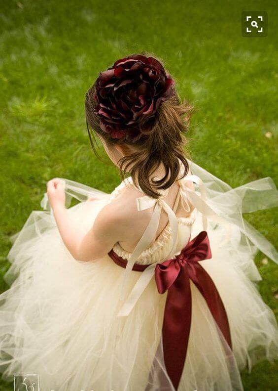 flower girls for Champagne and Burgundy Fall wedding
