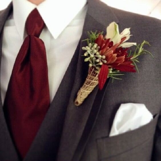 Groom for Champagne and Burgundy Fall wedding
