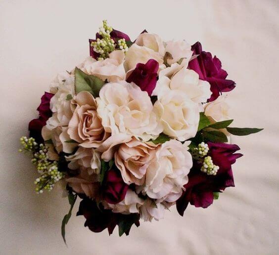 Wedding bouquets for Champagne and Burgundy Fall wedding