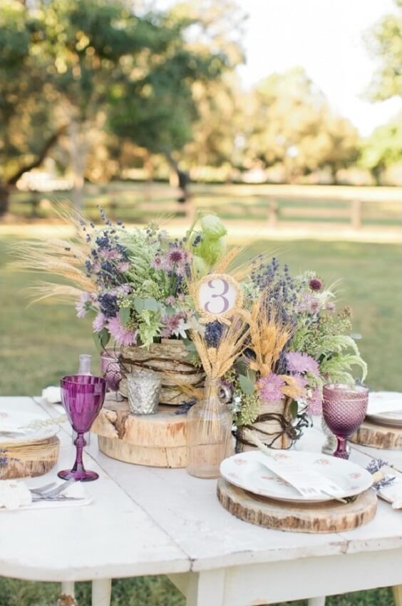 Wedding table decorations for Rustic Wheat Fall Wedding