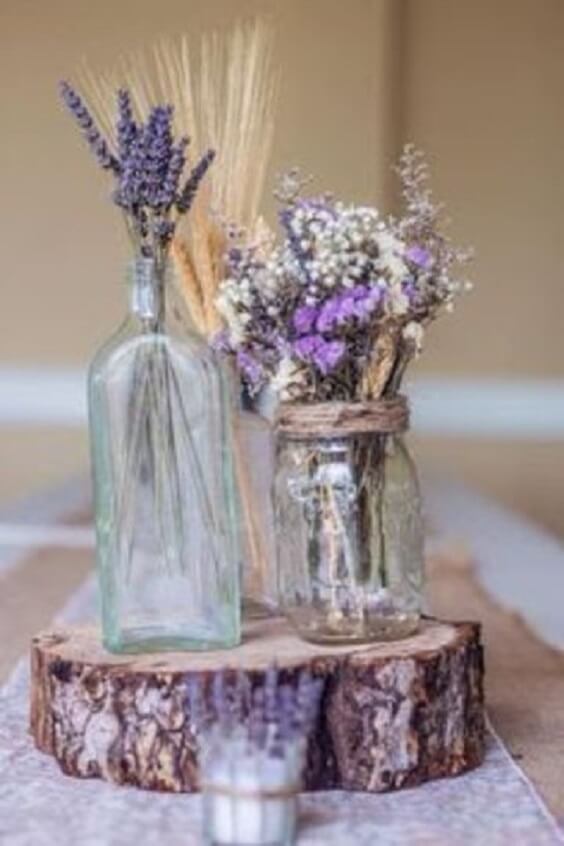 Wedding centerpieces for Rustic Wheat Fall Wedding