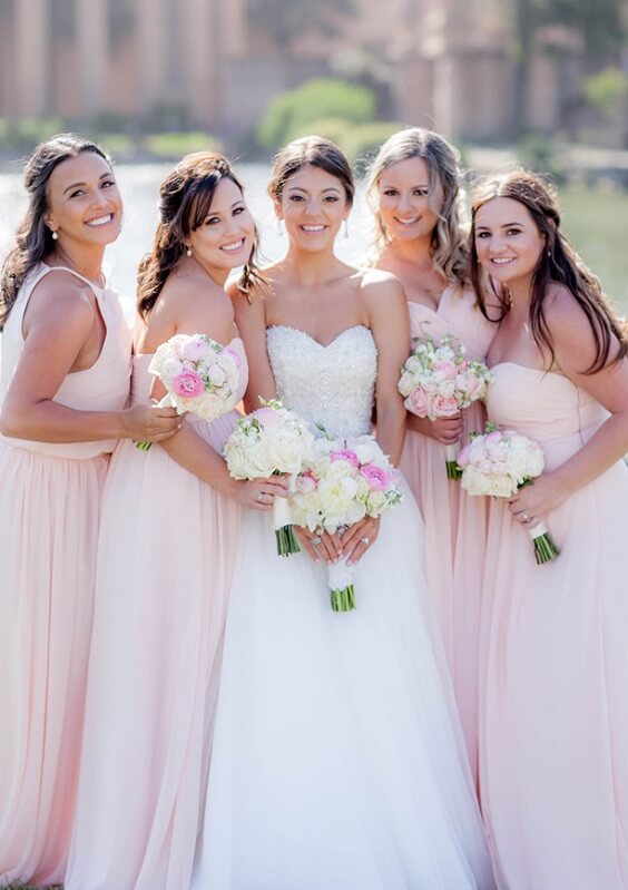Pink Bridesmaid Dresses for Pink and Gold Fall Wedding