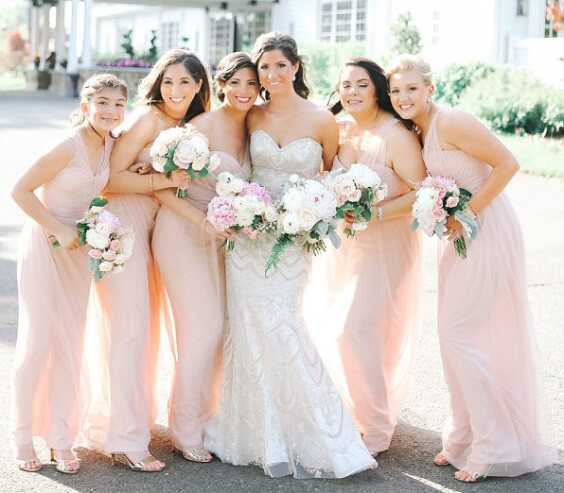 Pink Bridesmaid dresses for Pink and Gold Fall Wedding