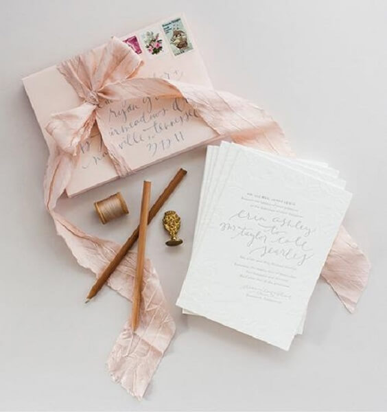 Wedding invitations for Pink and Gold Fall Wedding