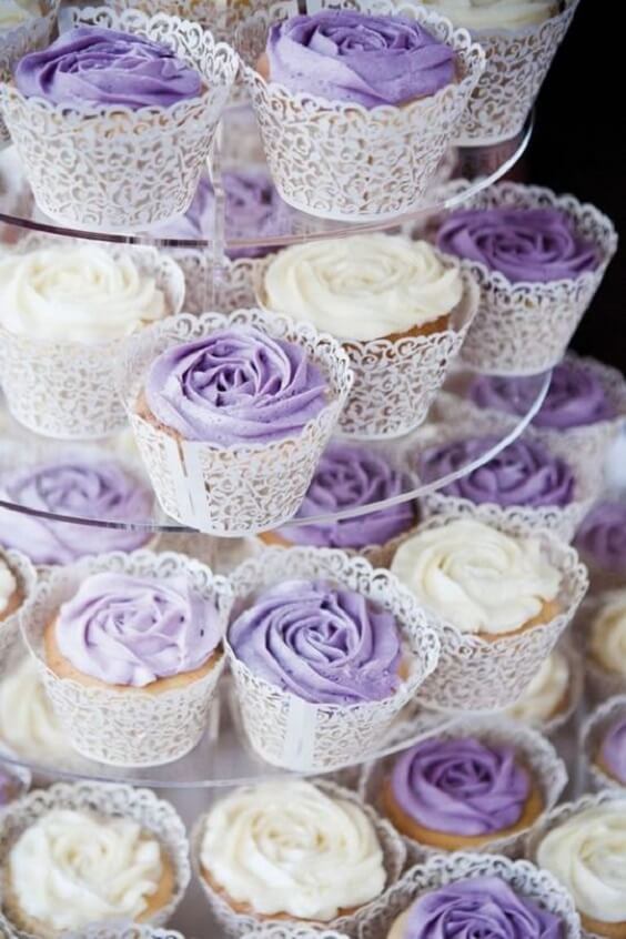 Lavender cupcakes for Lavender Fall wedding