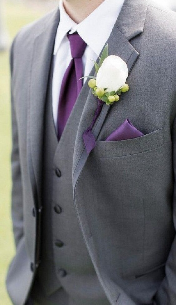 Grey groom for Purple and Grey Fall wedding