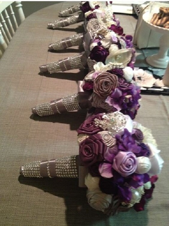 Wedding bouquets for Purple and Grey Fall wedding