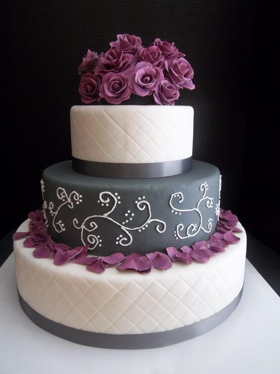 Wedding cake for Purple and Grey Fall wedding