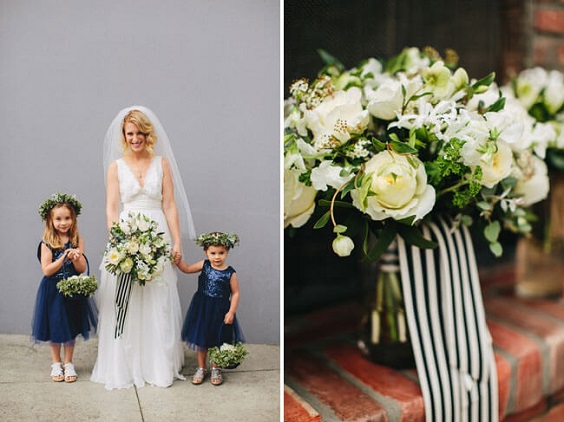 Bride and Flower girls for Navy Blue Fall wedding