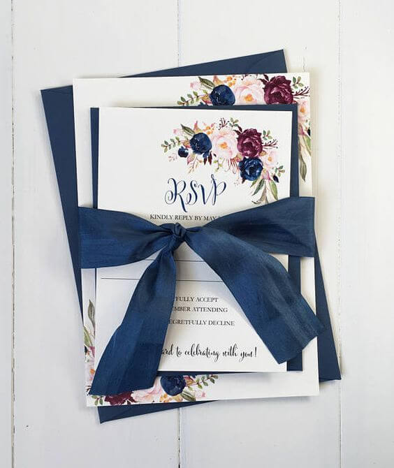 Wedding invitations for Navy Blue Fall wedding