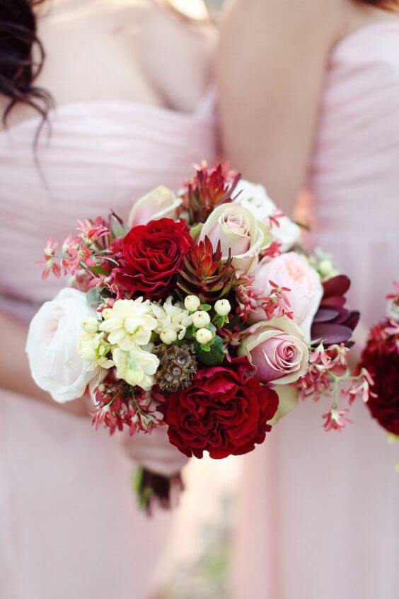 Bridesmaids for burgundy and blush wedding