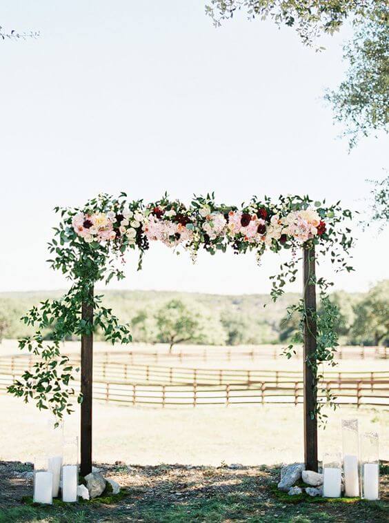 Wedding arch for burgundy and blush wedding