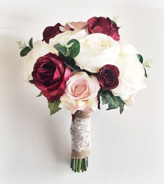 Wedding bouquets for burgundy and blush wedding