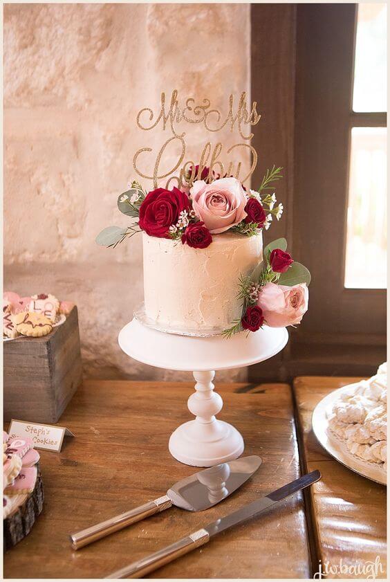 Wedding cake for burgundy and blush wedding