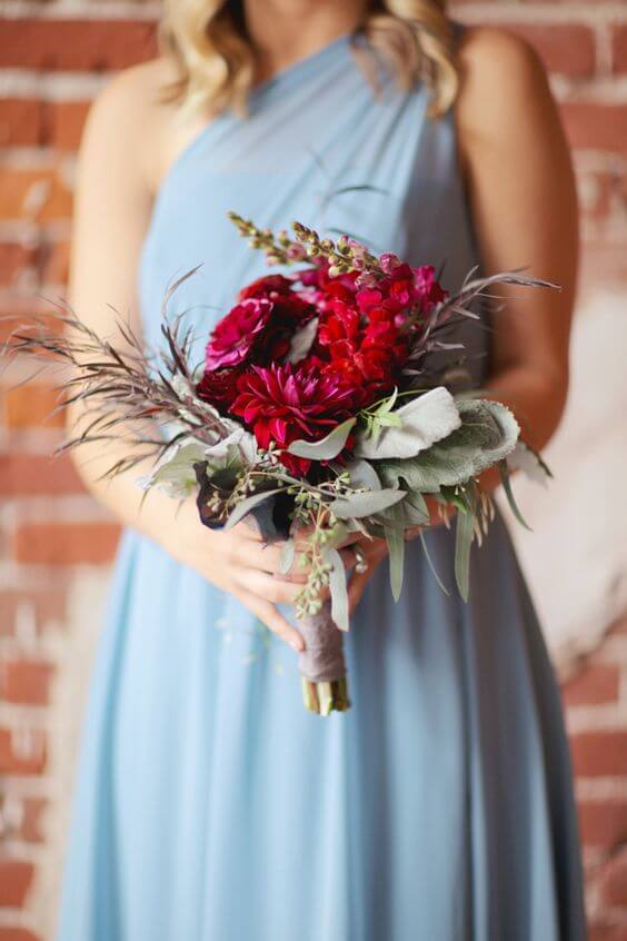 Bridesmaid dresses for burgundy and Dusty Blue wedding