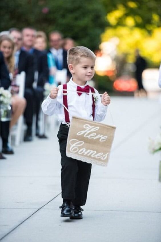 Ring bearer for burgundy and Dusty Blue wedding