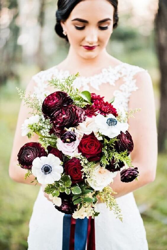 Wedding bouquets for burgundy and Navy wedding