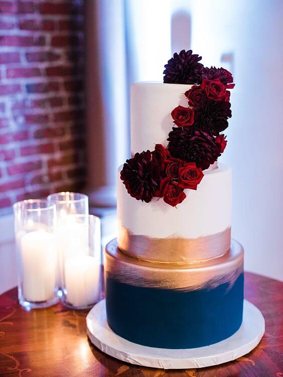 Wedding cake for burgundy and Navy wedding