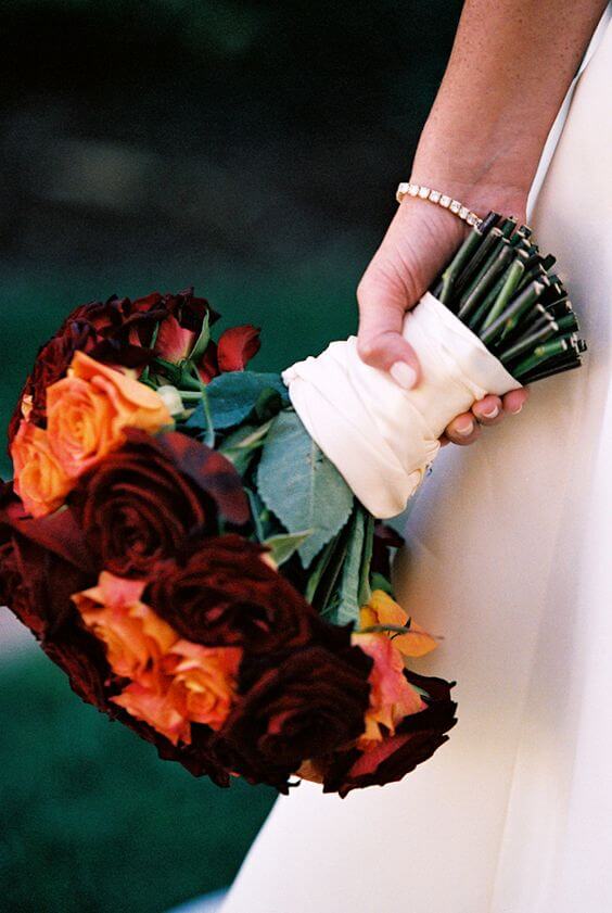 Wedding bouquets for burgundy and orange wedding