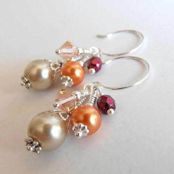 Wedding earrings for burgundy and orange wedding
