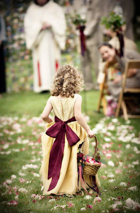 Flower girls for burgundy and Yellow wedding