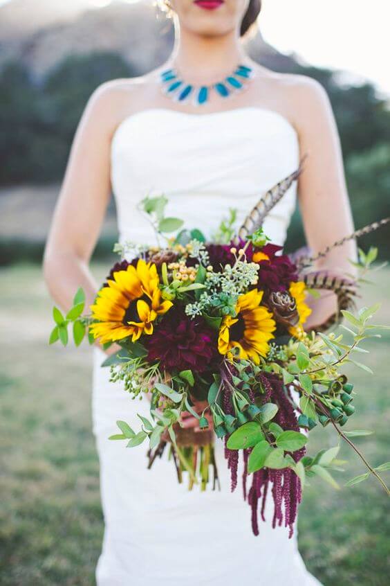 Wedding bouquets for burgundy and Yellow wedding