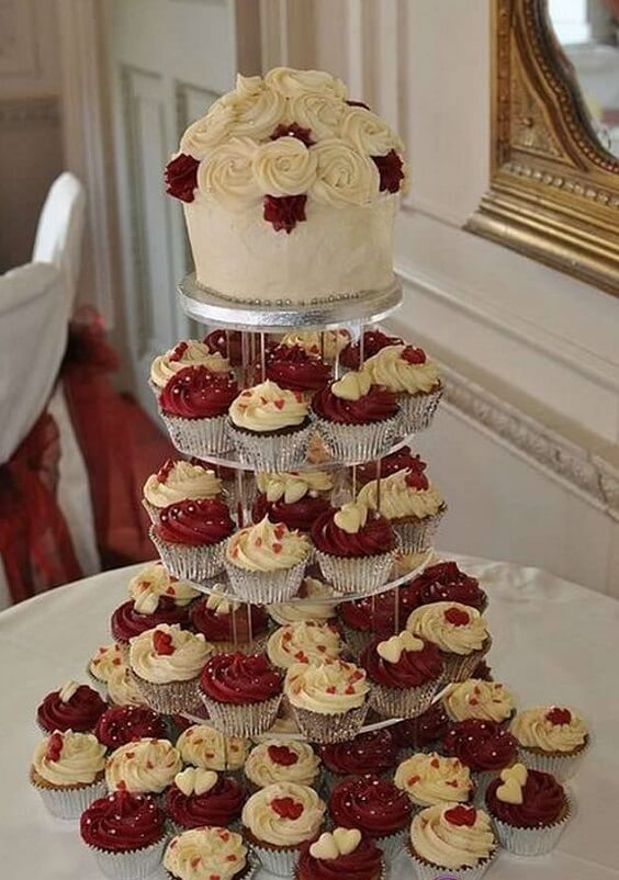 Wedding cupcakes for burgundy and Yellow wedding