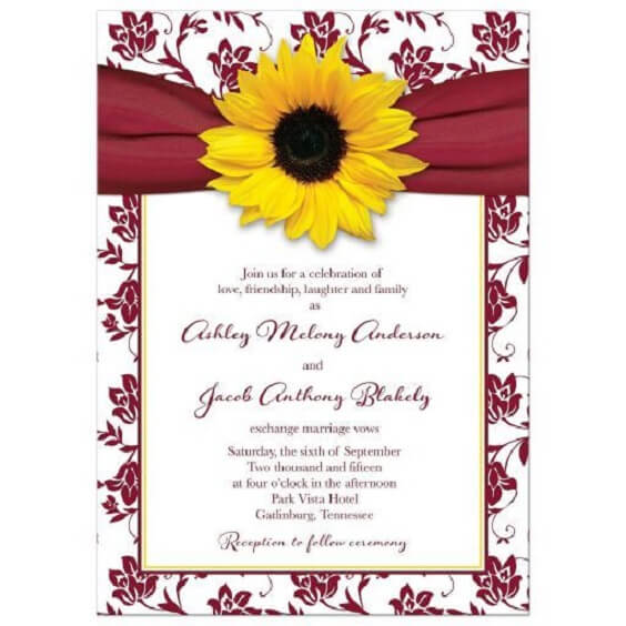 Wedding invitations for burgundy and Yellow wedding