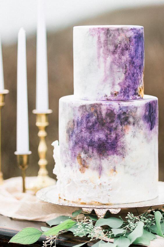 Wedding cake for purple october wedding