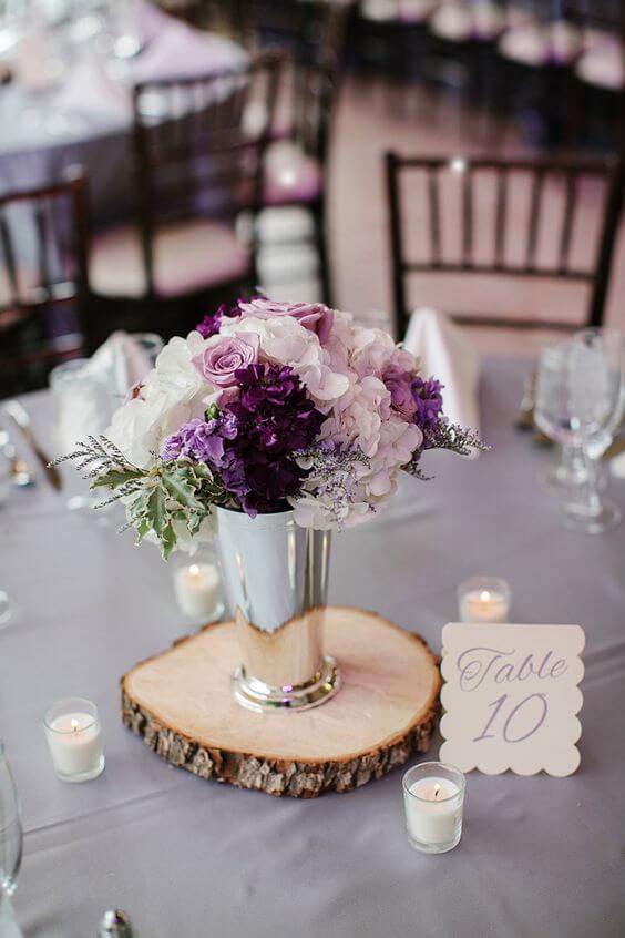 Wedding centerpieces for purple october wedding