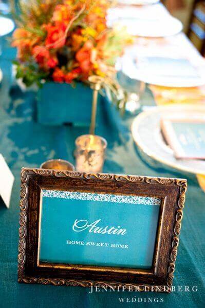 Table decorations for Teal October Wedding