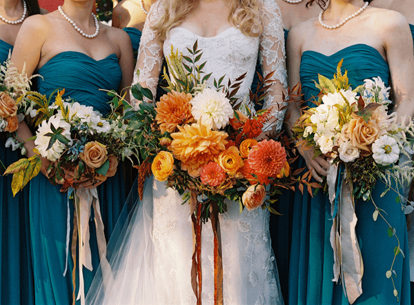 Teal bridesmaid dresses for Teal October Wedding