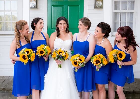 yellow and royal blue bridesmaid dresses