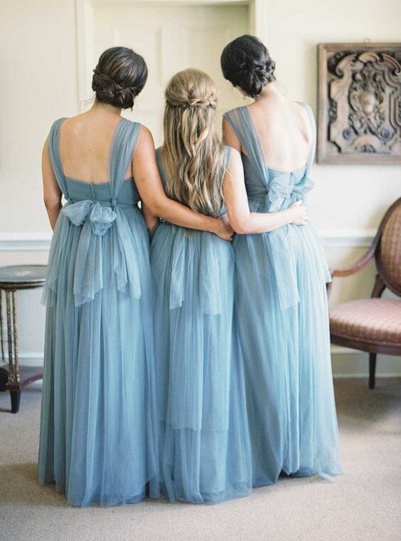 dusty blue bridesmaid dresses for summer blue wedding