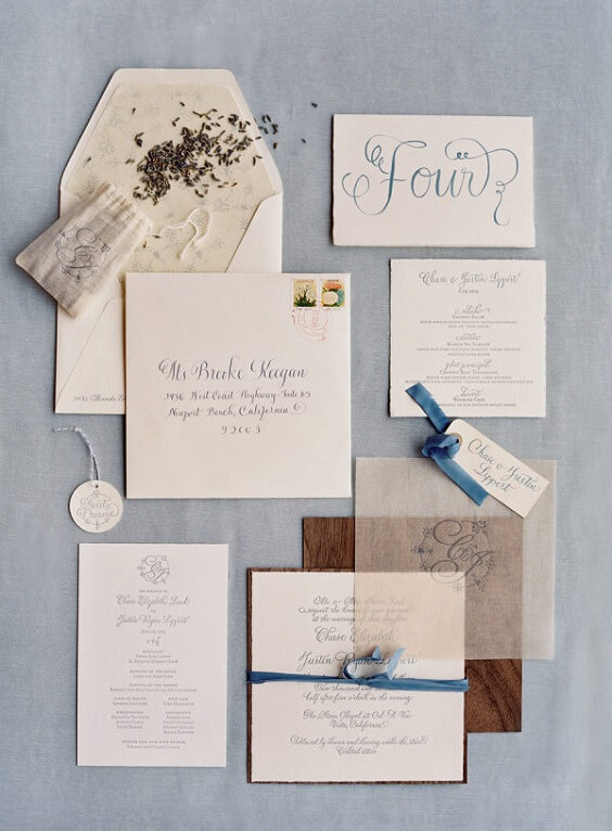 light colored invitations for summer blue wedding
