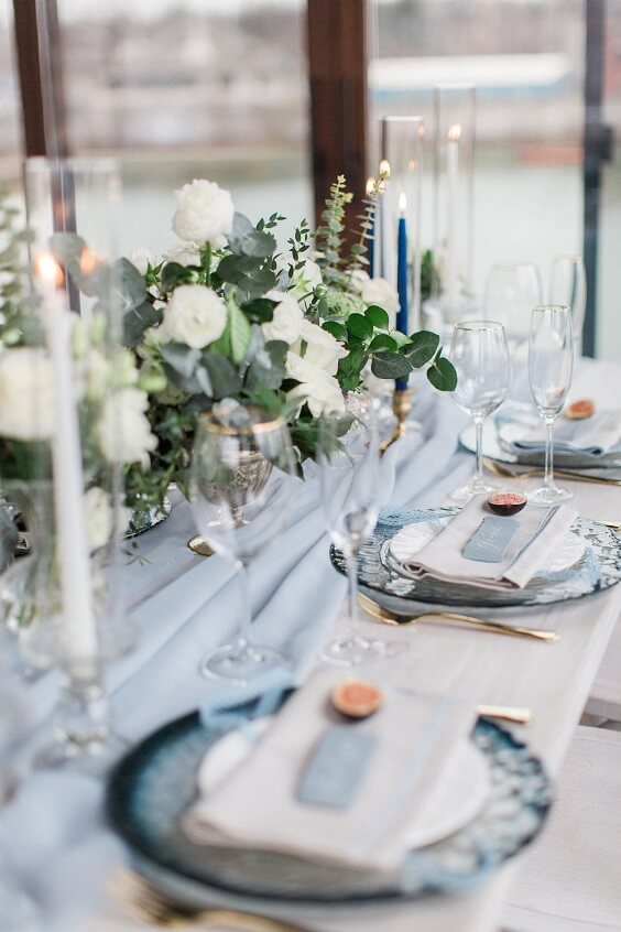 aqua table decorations for summer blue wedding