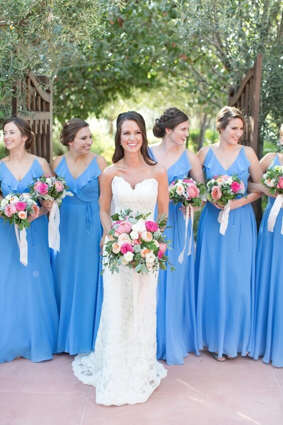 french blue bridesmaid dresses for summer blue wedding