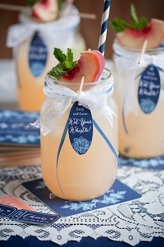 peach colored drinks for summer navy blue wedding
