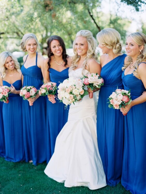 Blue Wedding - Royal Blue Bridesmaid Dresses Paired with Grey Men's ...