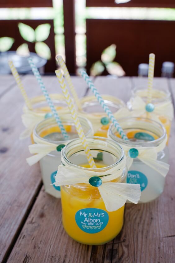 turquoise and yellow drinks for summer turquoise wedding