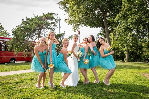 Turquoise bridesmaid dresses for summer turquoise wedding