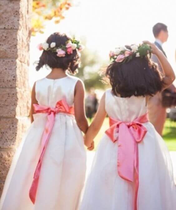 Flower Girls for Coral and Navy May Wedding
