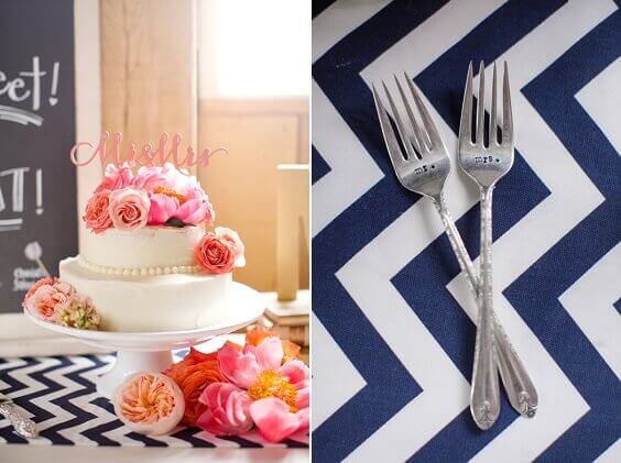Navy Blue and White Table Linens for Coral and Navy May Wedding