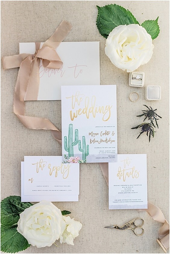 Wedding invitations for Champagne and Green May Wedding